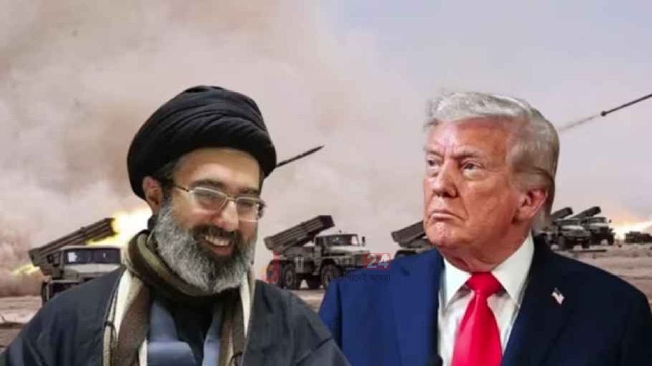 ছবিতে মার্কিন প্রেসিডেন্ট ডোনাল্ড ট্রাম্প ও ইরানের সর্বোচ্চ ধমীয় নেতা মোস্তফা খামেনি