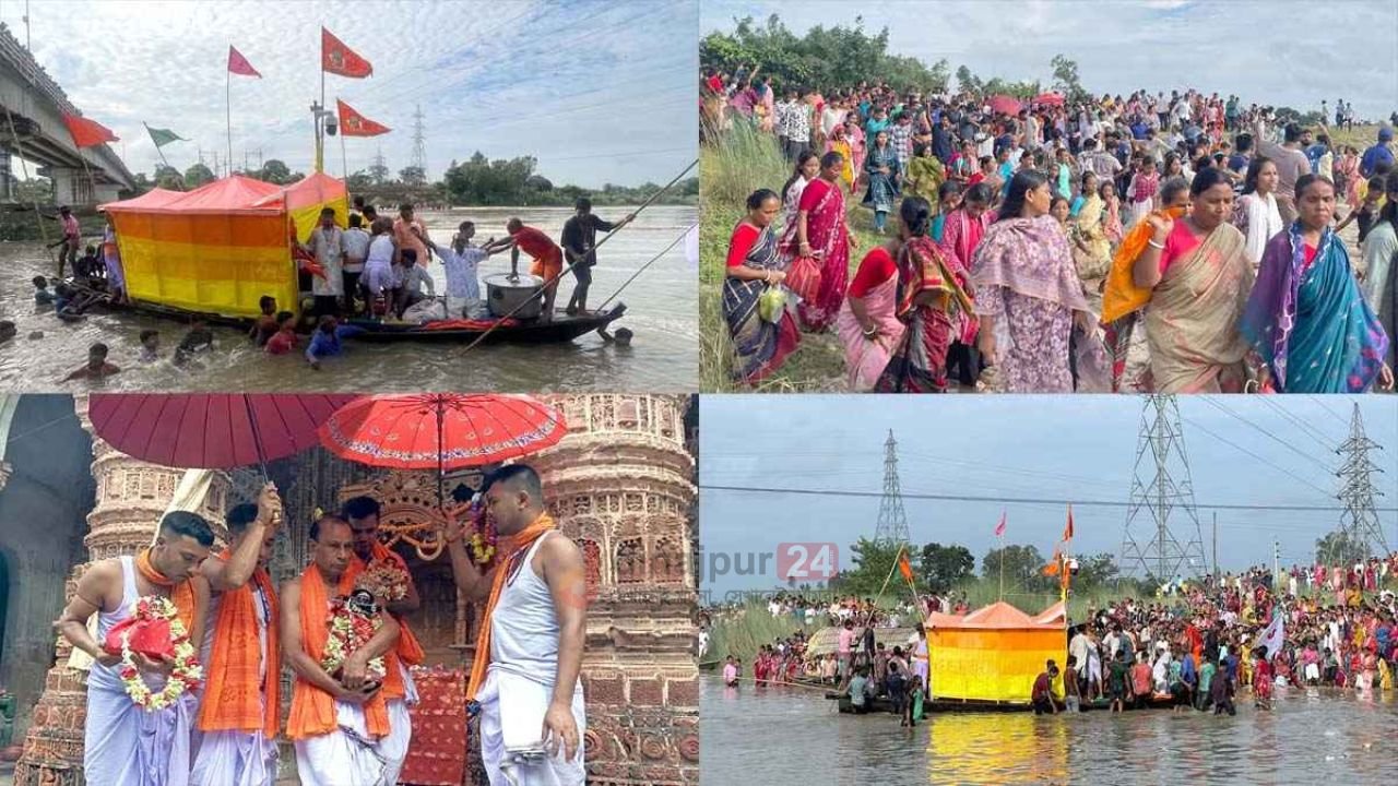 দিনাজপুরে ২৭৪ বছরের ঐতিহ্যে ঢেপা নদীতে শঙ্খধ্বনি-কীর্তন সুরে কান্তজিউর নৌযাত্রা